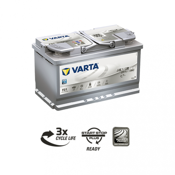 Автомобільний акумулятор VARTA Silver Dynamic AGM 80Ah 800А R+ (правий +) F21