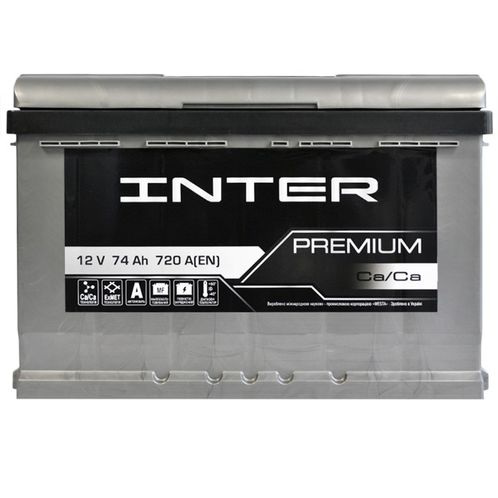 Автомобільний акумулятор INTER Premium 74Ah 720A R+ (L3) (WESTA)