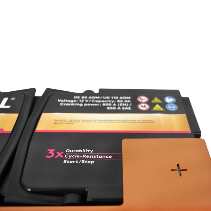 Автомобільний акумулятор DURACELL Extreme AGM (L4) 80Ah 800A R+ (правий +)