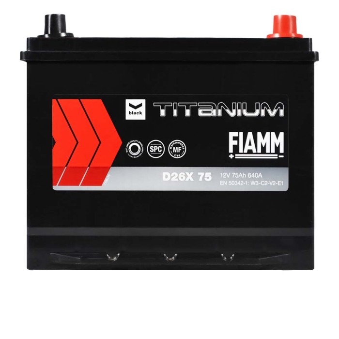 Автомобільний акумулятор FIAMM Titanium Black Asia 75Аh 640А R+ (правий +) D26