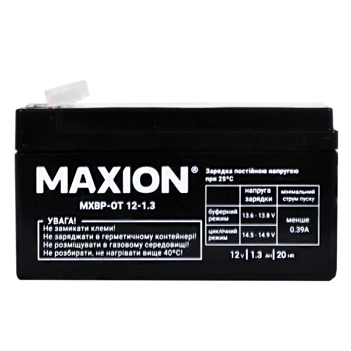 Промисловий акумулятор MAXION AGM BP OT 12V 1.3Ah R+ (правий +) 12-1.3