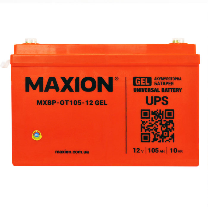 Акумулятор гелевий 12V 105Ah MAXION BP OT 105 - 12 GEL для інверторів та ДЖБ