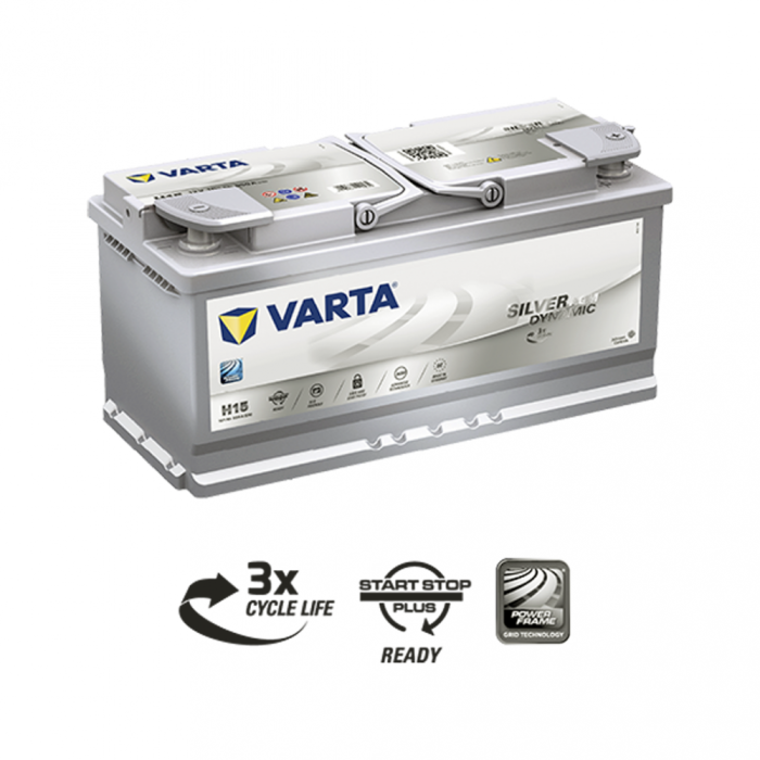 Автомобільний акумулятор VARTA Silver Dynamic AGM 105Ah 950А R+ (правий +) H15