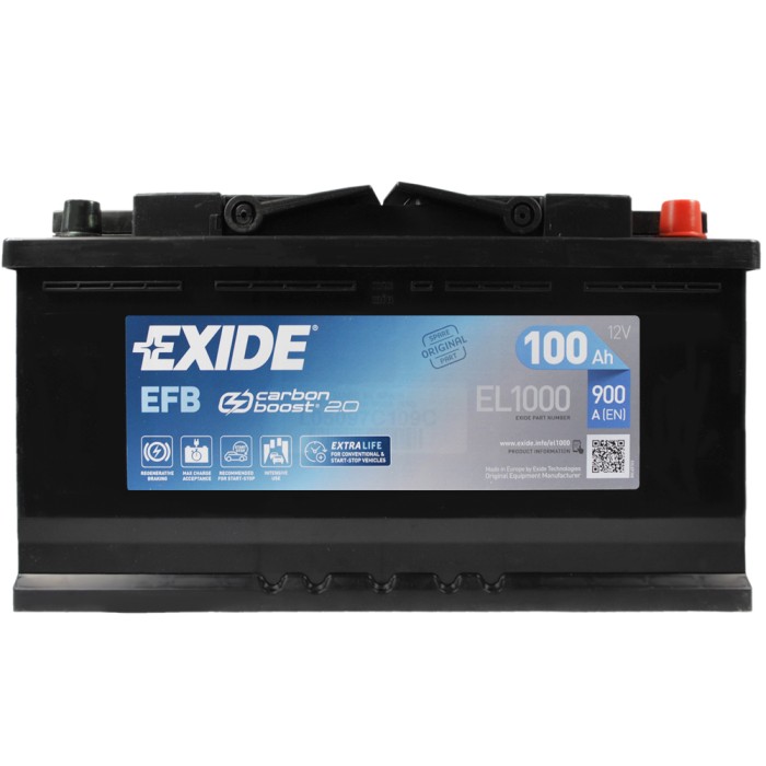 Автомобільний акумулятор EXIDE (EL1000) Start-Stop EFB 100Аh 900A R+