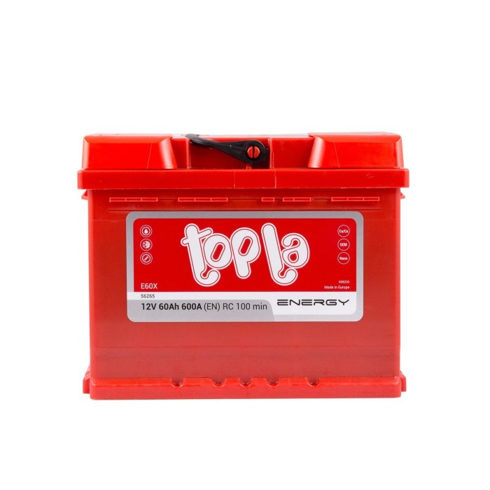 Авто акумулятор Topla Energy (L2) 60Ah 600A L+ (лівий +)