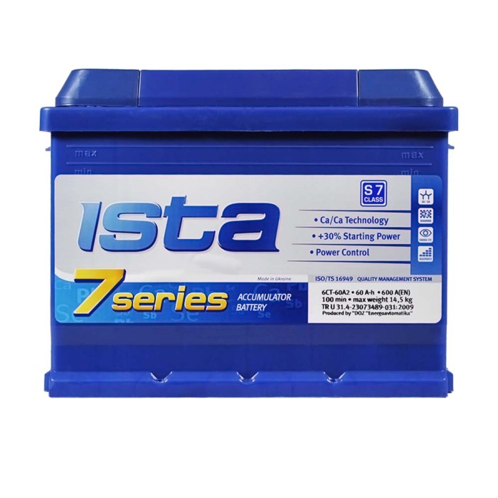 Автомобільний акумулятор ISTA 7 Series 60Ah 600A R+ (правий +) L2