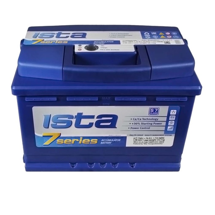 Автомобільний акумулятор ISTA 7 Series 74Ah 720A R+ (правий +) L3
