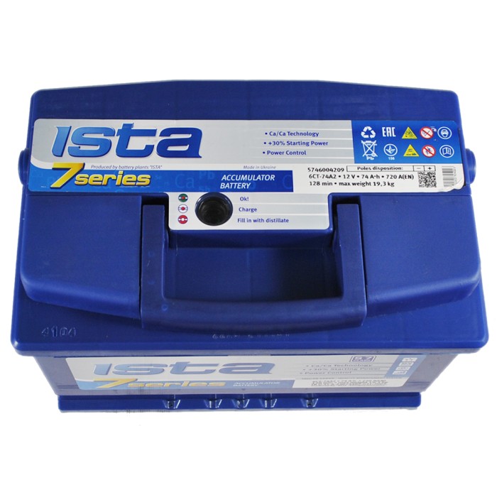 Автомобільний акумулятор ISTA 7 Series 74Ah 720A R+ (правий +) L3