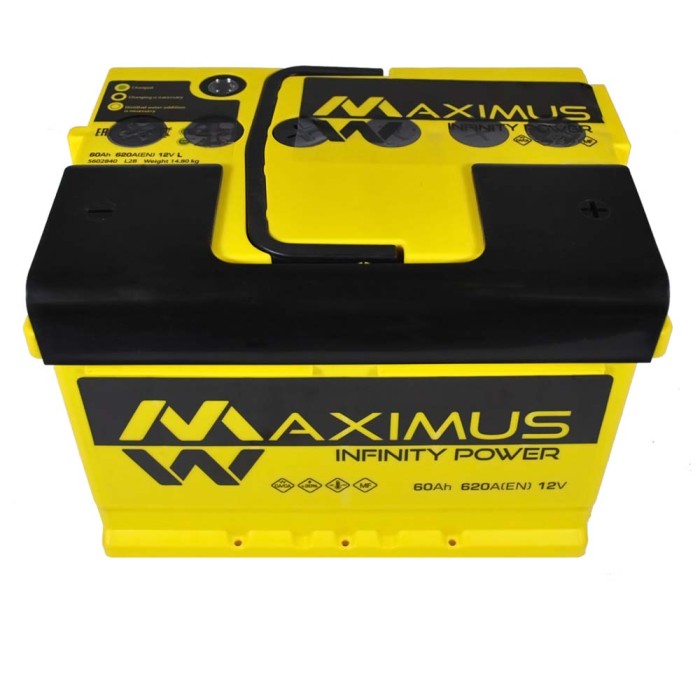Автомобільний акумулятор MAXIMUS 60Ah 620A L+ (лівий +) MF L2B