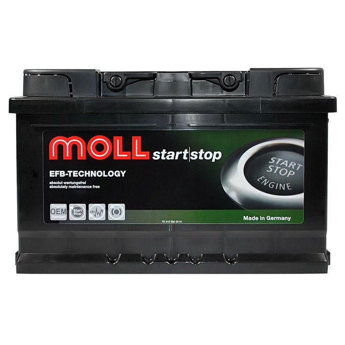 Автомобільний акумулятор MOLL EFB (L2B) 65Ah 680A R+ (правий +)