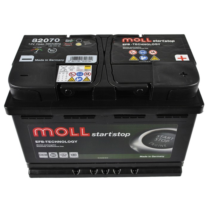 Автомобільний акумулятор MOLL EFB (L3) 70Ah 700A R+ (правий +)