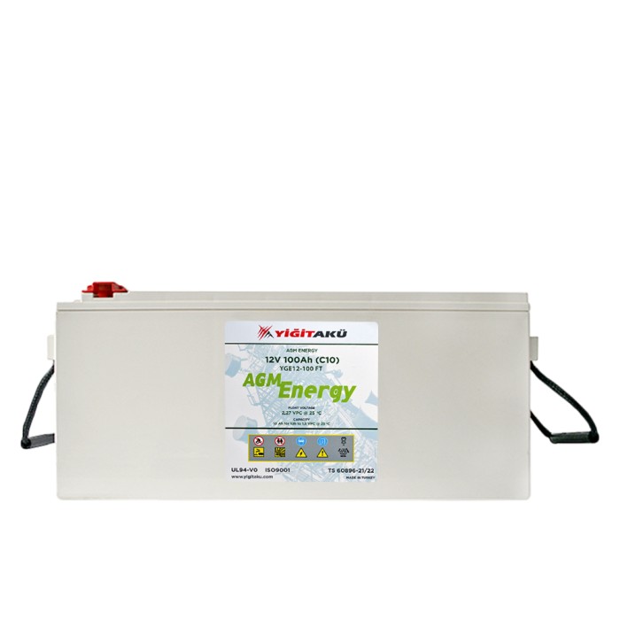Промисловий акумулятор Yigit Aku AGM 100Ah 12V R+ (правий +)