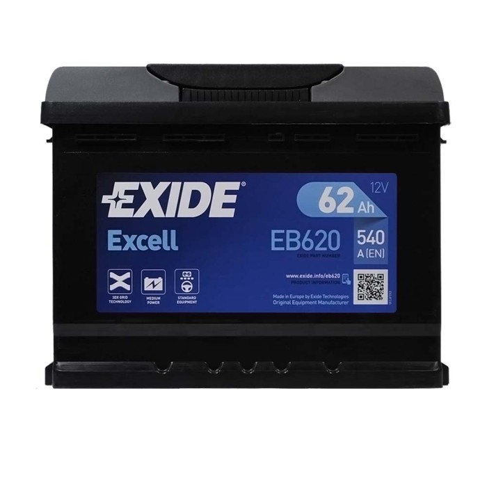 Автомобільний акумулятор EXIDE Excell 62Аh 540Ah L+ (лівий +) EB621