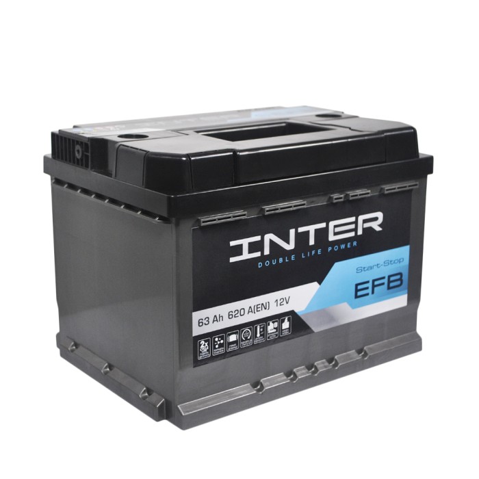 Автомобільний акумулятор INTER EFB 63Ah 620A R+ (LB2, h=175) (WESTA)
