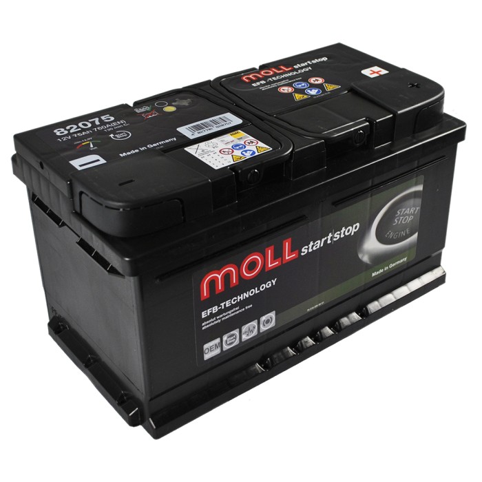 Автомобільний акумулятор MOLL EFB 75Ah 760A R+ (правий+) (Lb4)