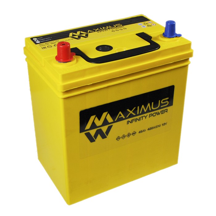 Автомобільний акумулятор MAXIMUS Asia smf (NS40) 45Ah 420A L+ т.к.