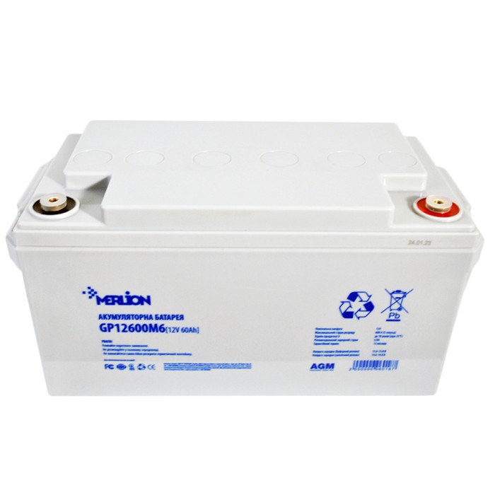 Промисловий акумулятор MERLION AGM 12V 60Ah R+ (правий +)