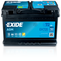 Автомобільний акумулятор EXIDE Start-Stop AGM 72Аh 760A R+ (правий +) EK720