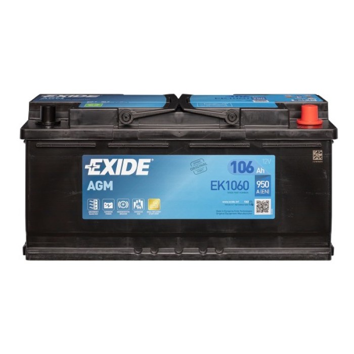 Автомобільний акумулятор EXIDE AGM 106Аh 950A R+ Start-Stop (правий +) EK1060