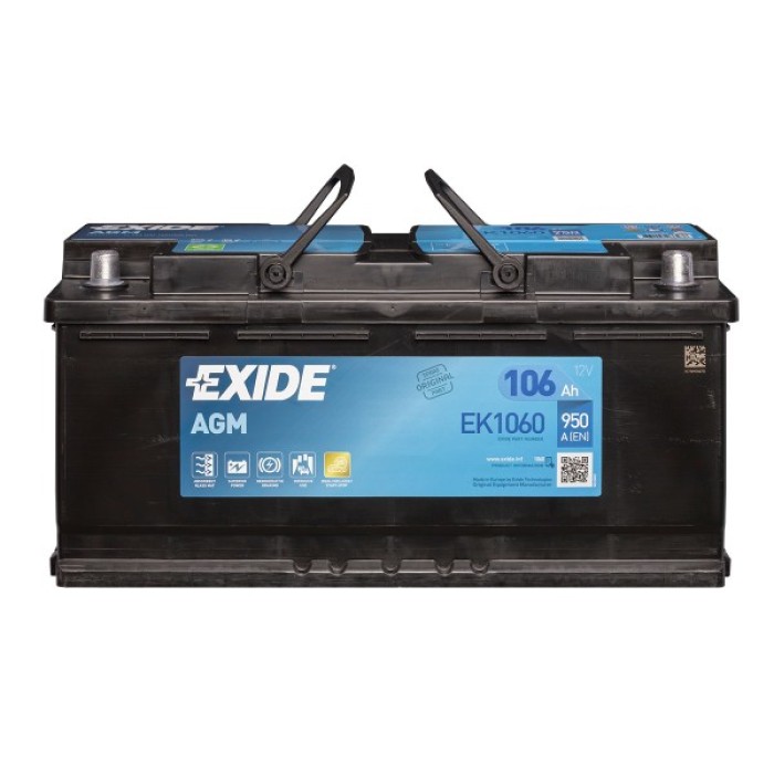 Автомобільний акумулятор EXIDE AGM 106Аh 950A R+ Start-Stop (правий +) EK1060