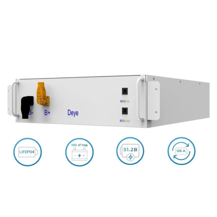 Блок акумуляторів Deye BOS-G-PRO-Pack5.1-61.44kWh 614V 100Ah LiFePO4 (HV, високовольтний модуль)