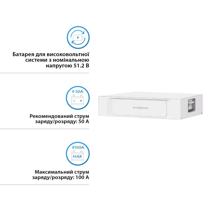 Акумулятор високовольтний Dyness STACK S51100 51.2V 100Аh LiFePO4, 5,12kW (HV, високовольтний модуль)