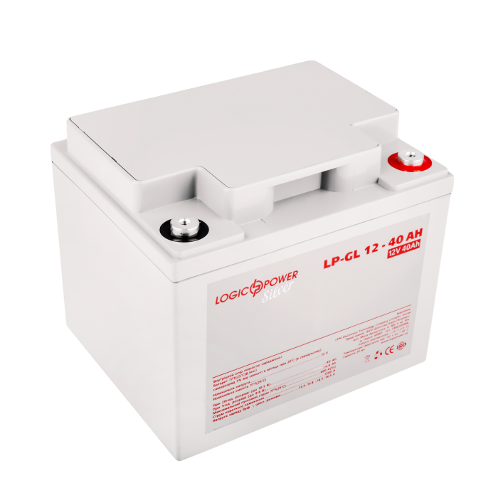 Акумулятор гелевий 12V - 40 Ah LogicPower LP-GL Silver