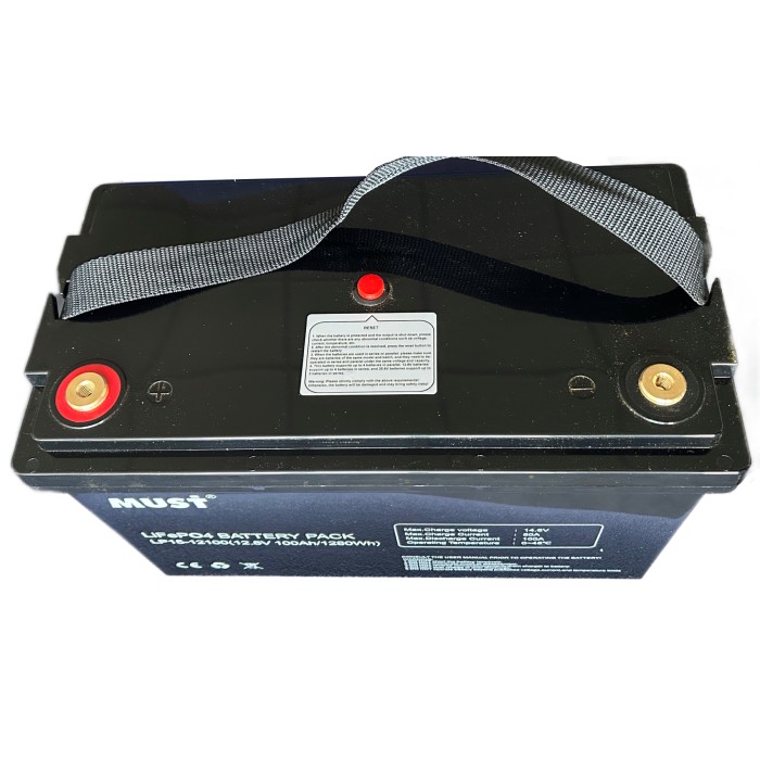 Акумулятор MUST 12V/100AH LiFePO4 (1280W*h) (для будинку, котла, сонячних батарей)