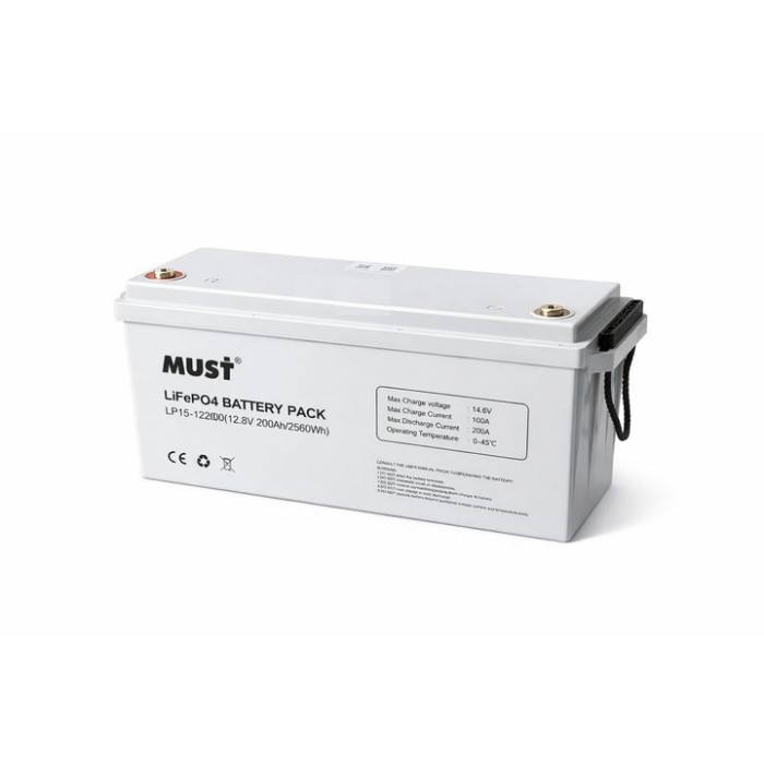 Акумулятор MUST 12,8V/200Ah, 2560W*h, Smart BMS, Bluetooth, (LP15-12200)
