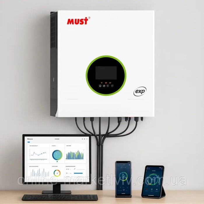 Гібридний інвертор Must 10 кВт PV19-10048 EXP 2MPPT, 48 В, 150 А, 10000 Вт (безперебійник, UPS, ДБЖ)