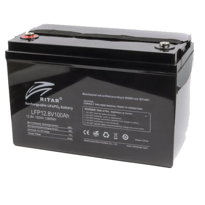 Акумулятор Ritar LiFePO4 12.8V100AH (1280 W*h) G24 (літій-залізо-фосфатний)