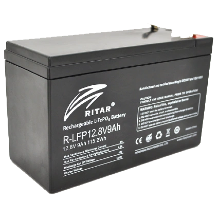 Ritar LiFePO4 12.8В 9А•г Літієва акумуляторна батарея