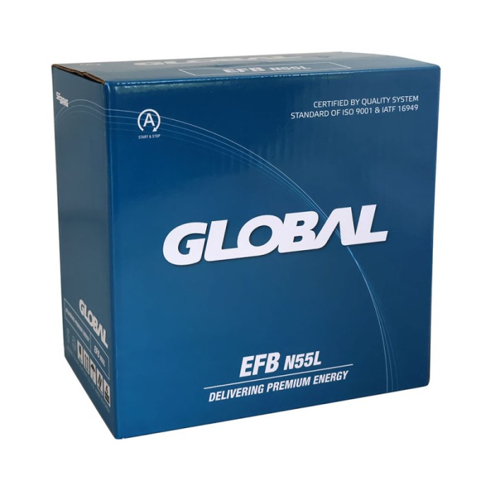 Автомобільний акумулятор GLOBAL Asia EFB 55Ah, 460A, R+ (EFB N55L) (Корея ROCKET)