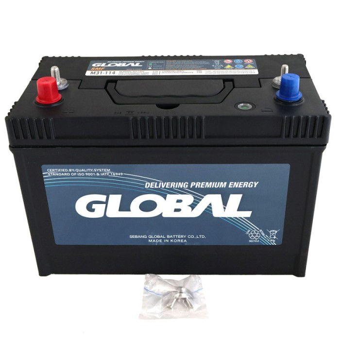 Автомобільний акумулятор GLOBAL Asia SMF 100Ah, 860A, L+ (SMF M31-114) (M31) подвійна клема (John Deere)