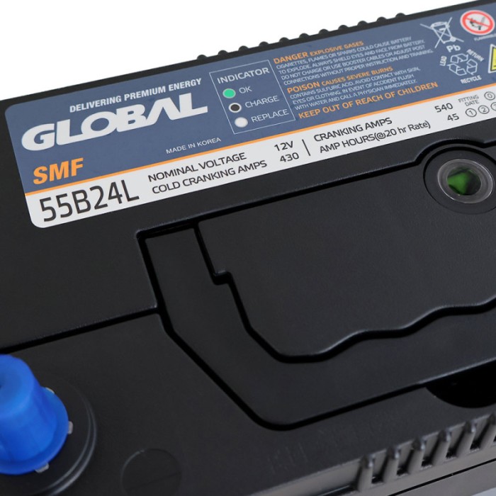Автомобільний акумулятор GLOBAL Asia SMF 45Ah, 430A, R+ (SMF 55B24L) (B24) т.к., н.к.