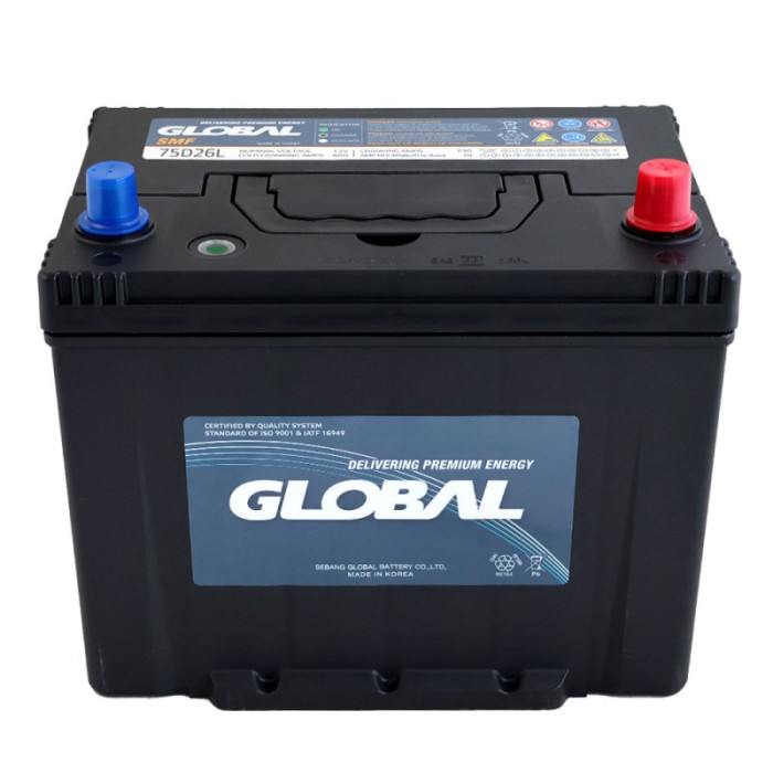Автомобільний акумулятор GLOBAL Asia SMF 70Ah, 600A, R+ (SMF 75D26L) (D26), н.к.