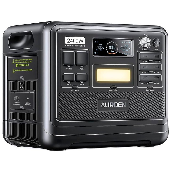 Зарядна станція Aliroen F2400, 2400 Вт, 2048 Вт/год (електростанція для дому, UPS, ДБЖ) EU, чорний
