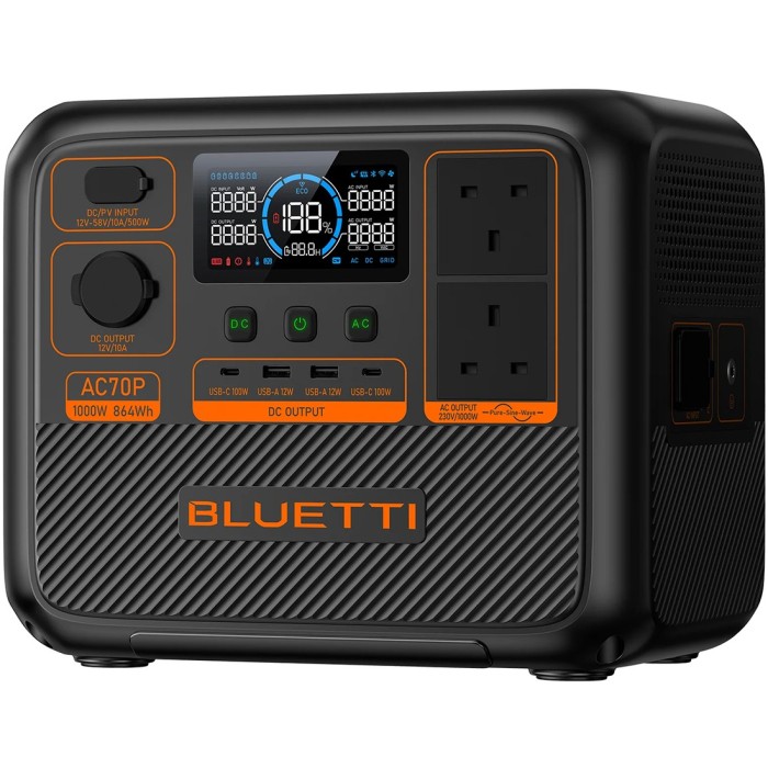 Зарядна станція Bluetti AC70P, 1000 Вт, 864 Вт*год (електростанція для дому, ДБЖ, UPS) UK