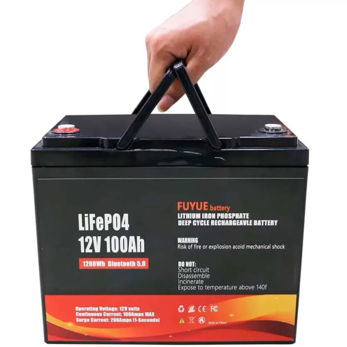 Акумулятор Fuyue LiFePO4 12V/100AH (1280W*h) (літій-залізо-фосфатний акумулятор для ДБЖ (UPS), Bluetooth APP, Smart BMS)