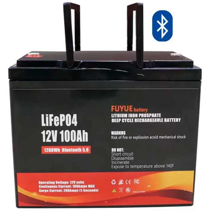 Акумулятор Fuyue LiFePO4 12V/100AH (1280W*h) (літій-залізо-фосфатний акумулятор для ДБЖ (UPS), Bluetooth APP, Smart BMS)