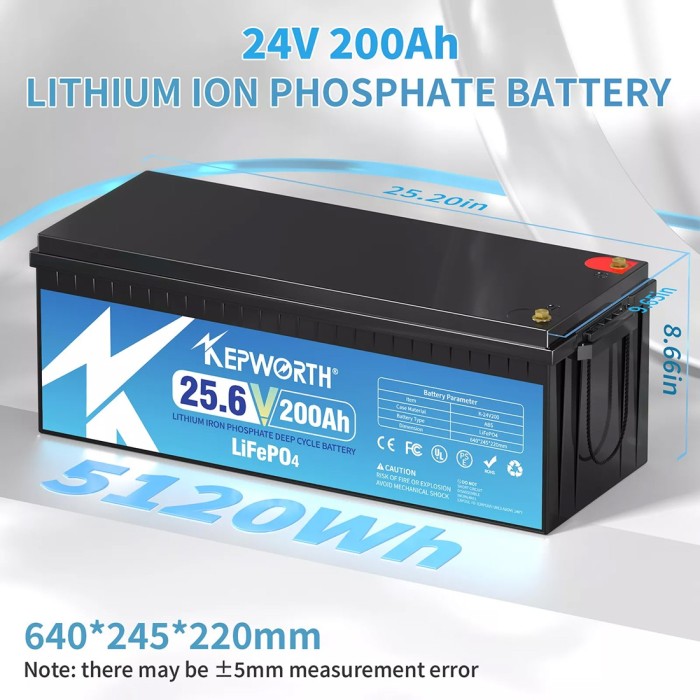 Акумулятор Kepworth LiFePO4 24V/200AH (5120W*h) (літій-залізо-фосфатний акумулятор для ДБЖ (UPS))