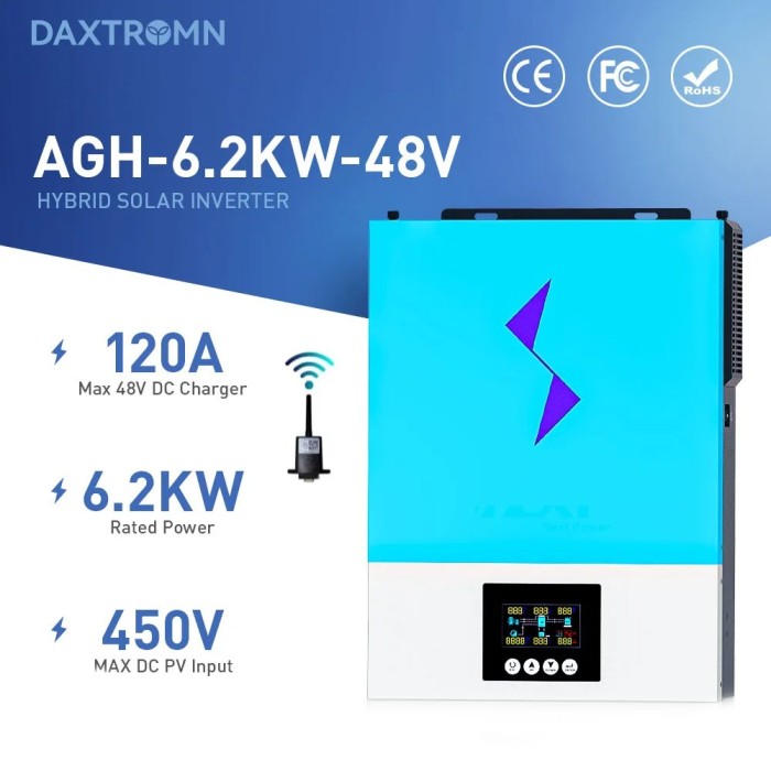 Гібридний інвертор Daxtromn NM-6.2KW-M-PLUS, 48 В, 120 А, 6200 Вт (безперебійник, UPS, ДБЖ)