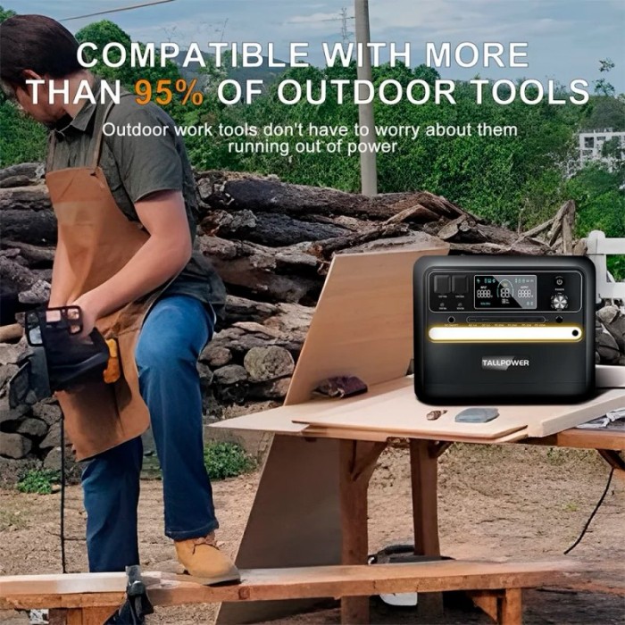 Зарядна станція TALLPOWER V2400, 2400 Вт, 2160 Вт*год (електростанція для дому, UPS, ДБЖ), сірий