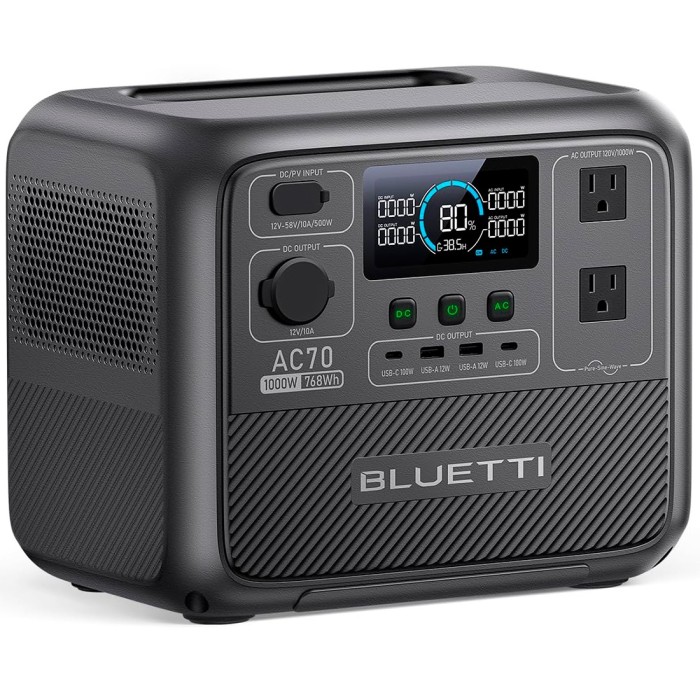 Зарядна станція Bluetti AC70, 1000 Вт, 768 Вт*год (електростанція для дому, ДБЖ, UPS)