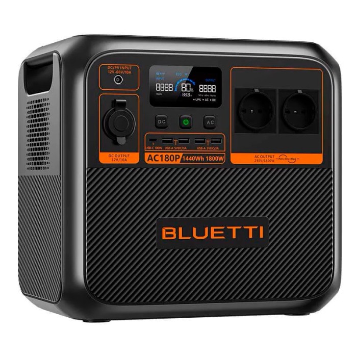 Зарядна станція Bluetti AC180P, 1800 Вт, 1440 Вт/год (електростанція для дому, UPS, ДБЖ) EU