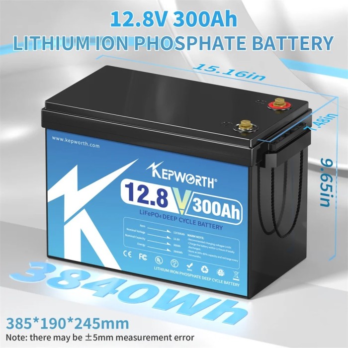 Акумулятор Kepworth LiFePO4 12V/300AH, 3840W*h (літій-залізо-фосфатний акумулятор для ДБЖ (UPS))