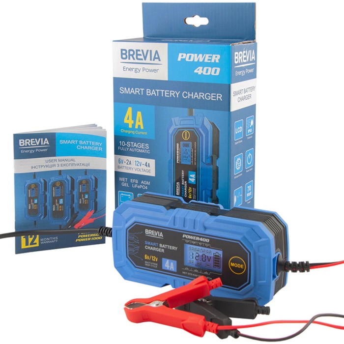 Зарядний пристрій АКБ Brevia Power 400 6V/12V, 4A