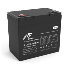 Акумуляторна батарея Ritar LiFePO4 12,8V 100Ah mini, 1280Wh BMS50@4S (229 х 138 х 210 мм), 9.9kg