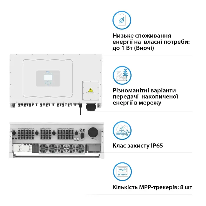 Мережевий інвертор DEYE SUN-125K-G01P3-EU 125KW Трифазний 380V/50hz